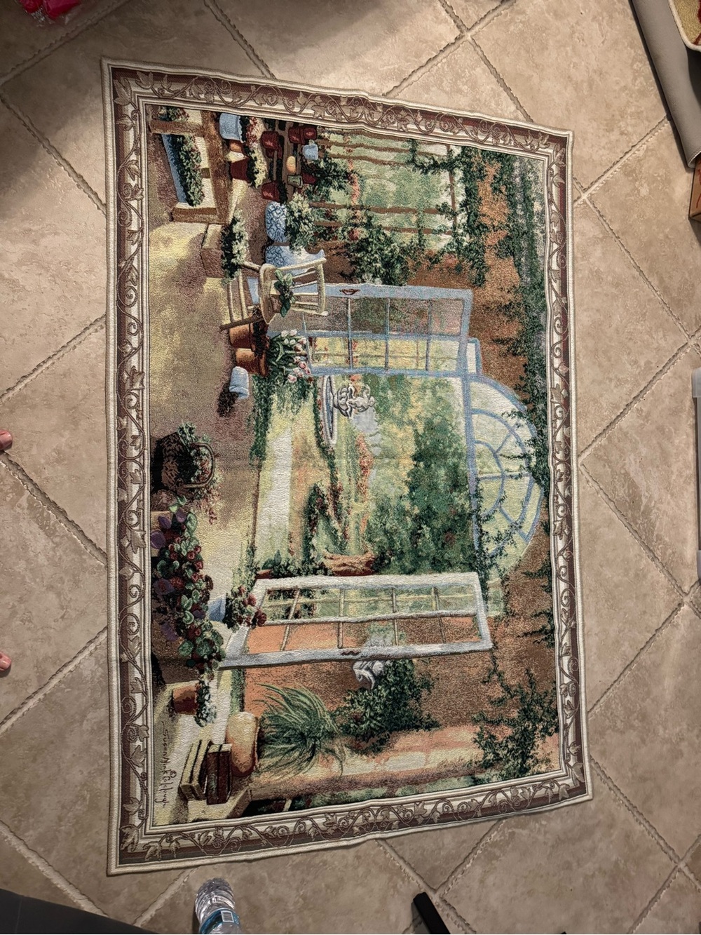 “French Doors Garden Room” jacquard-woven wall tapestry